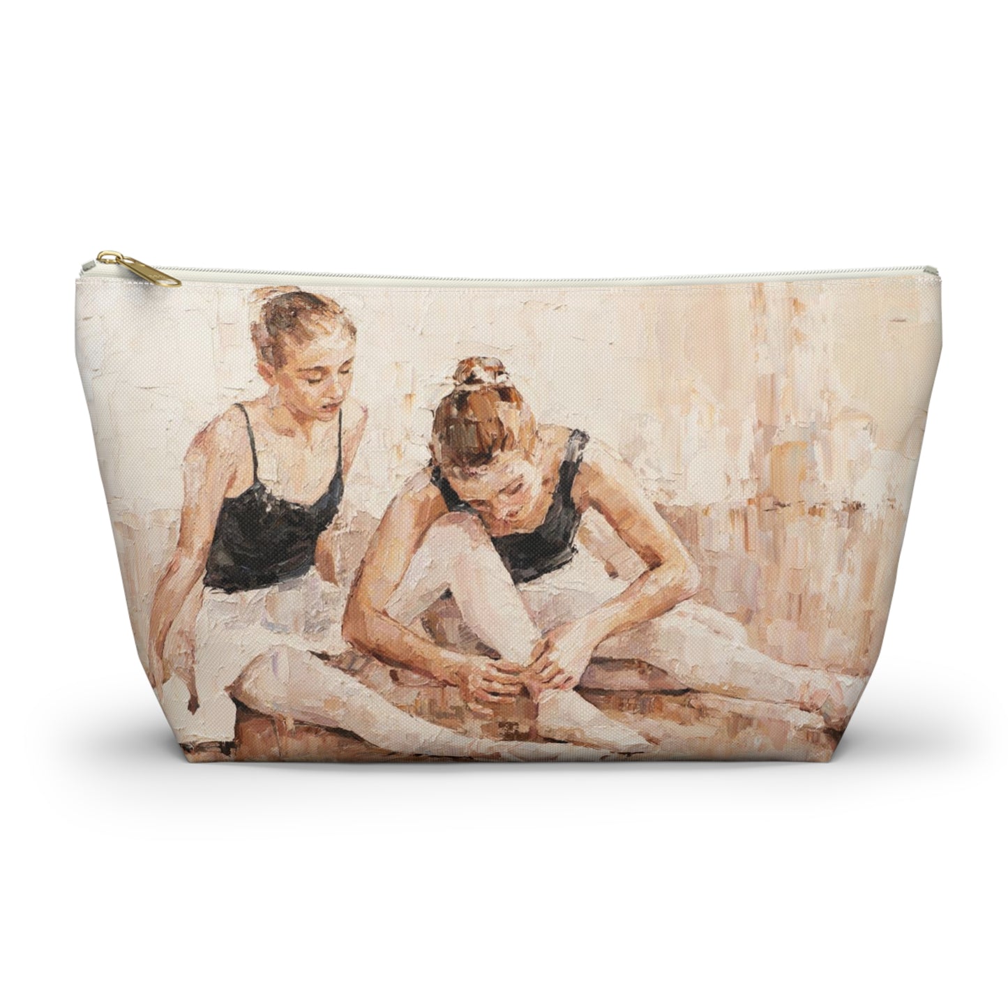 Ballet Cosmetic Pouch w T-bottom, Accessory Pouch - Ballerina Sisters Oil Painting