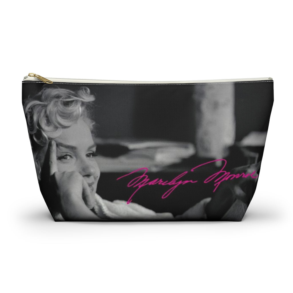 Marilyn Monroe Cosmetic Pouch w T-bottom, Accessory Pouch, Hot Pink Signature