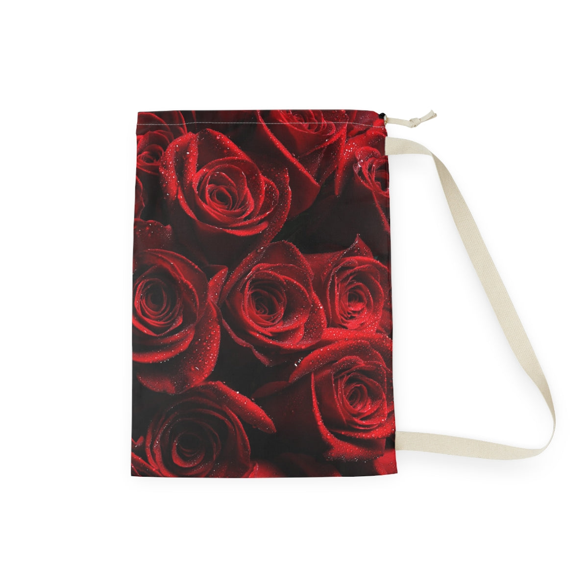 Red Rose Laundry Bag, Laundry Sack, Santa Sack, Dust Bag, Gift Bag - Dew Drops