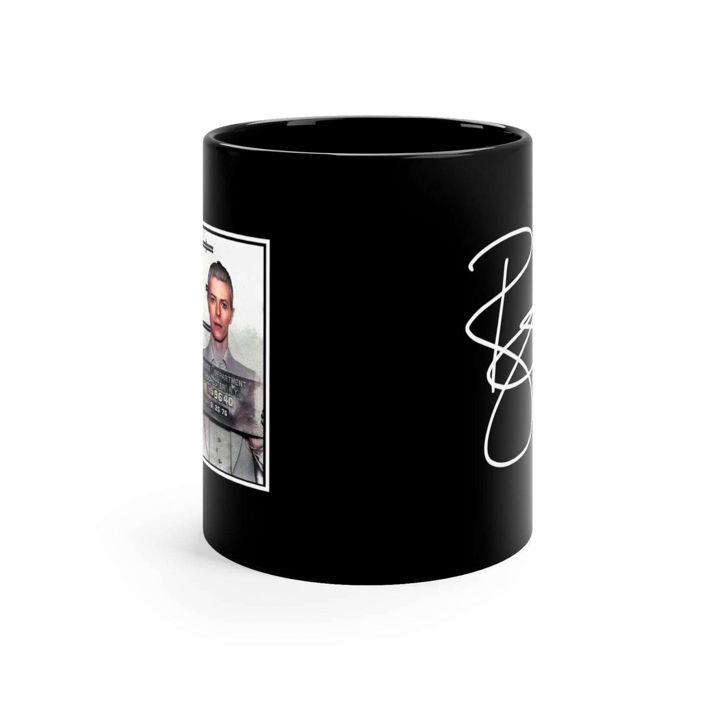 David Bowie Mugshot Mug -  11oz Black - David Bowie Autograph Mug