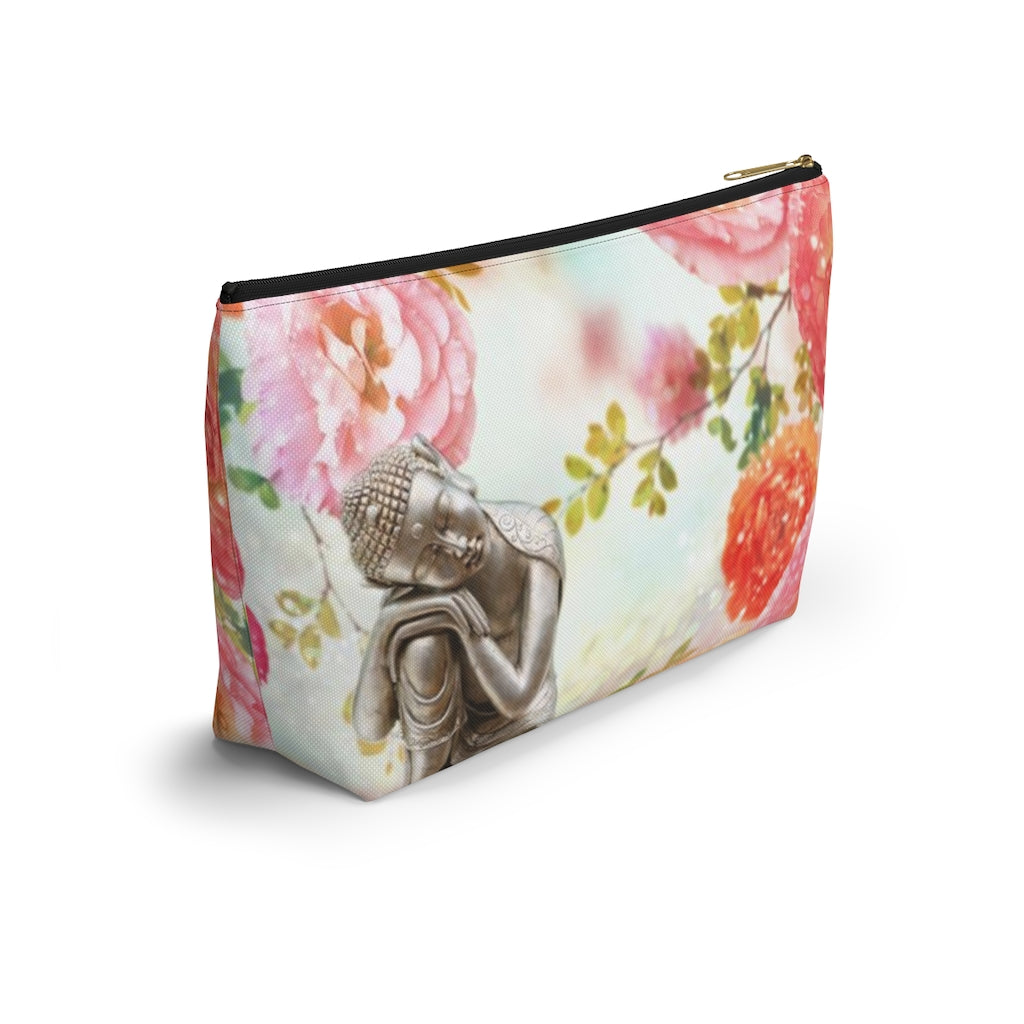 Buddha Cosmetic Pouch w T-bottom, Accessory Pouch, Rose