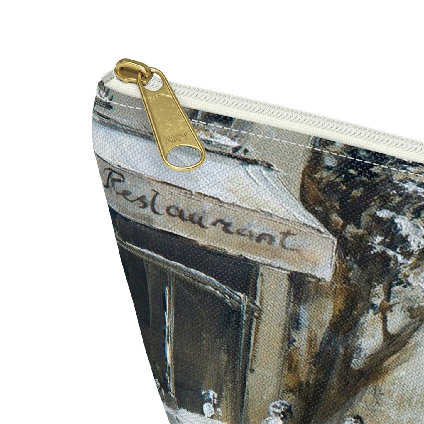 Eiffel Tower Cosmetic Pouch w T-bottom, Accessory Pouch - Cafe in Paris