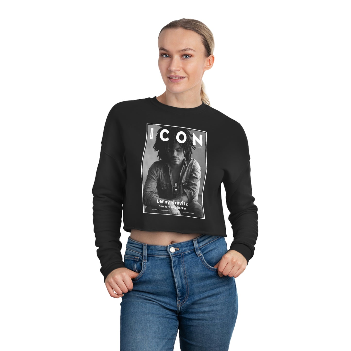 Lenny Kravits ICON Magazine Cover Crop Sweatshirt, Cropped Pullover, Crop Fleece, Crop Top