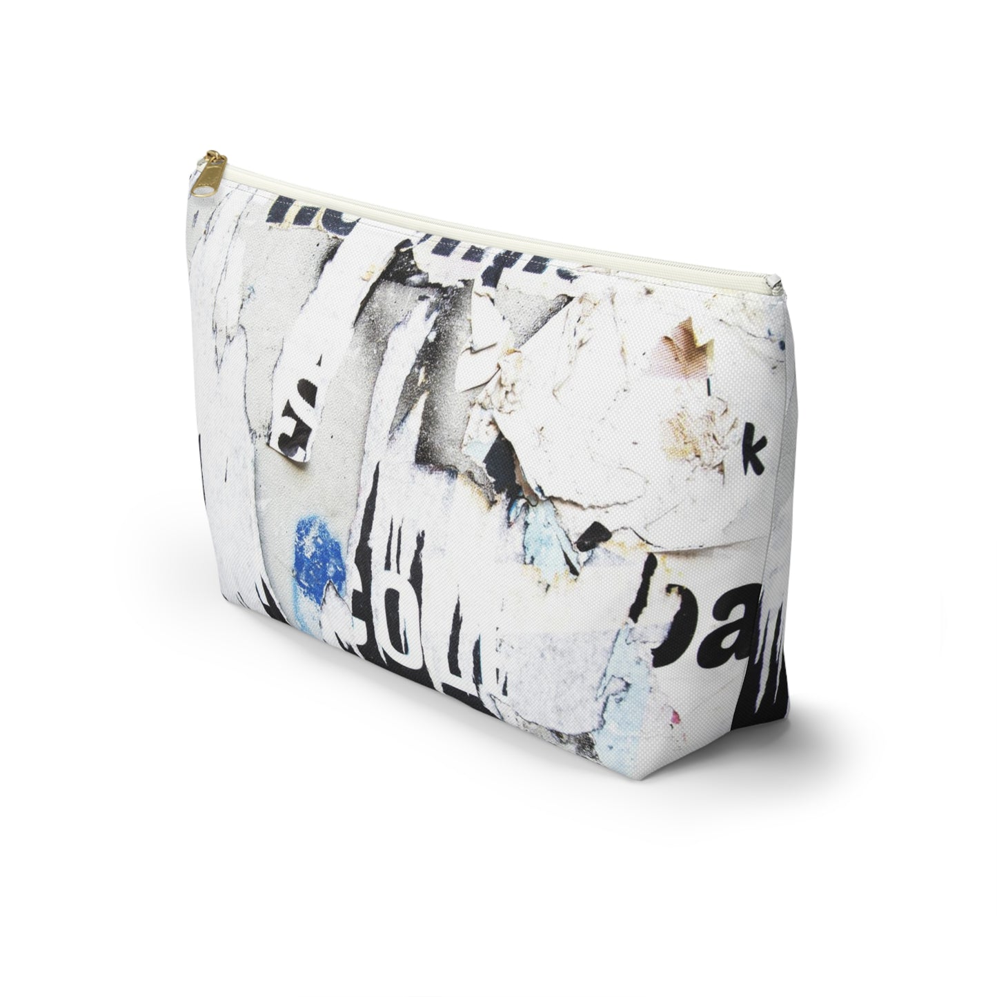 Urban Street Art Cosmetic Pouch w T-bottom, Accessory Pouch - Torn Poster Street Art Makeup Bag - COLD Bag 14