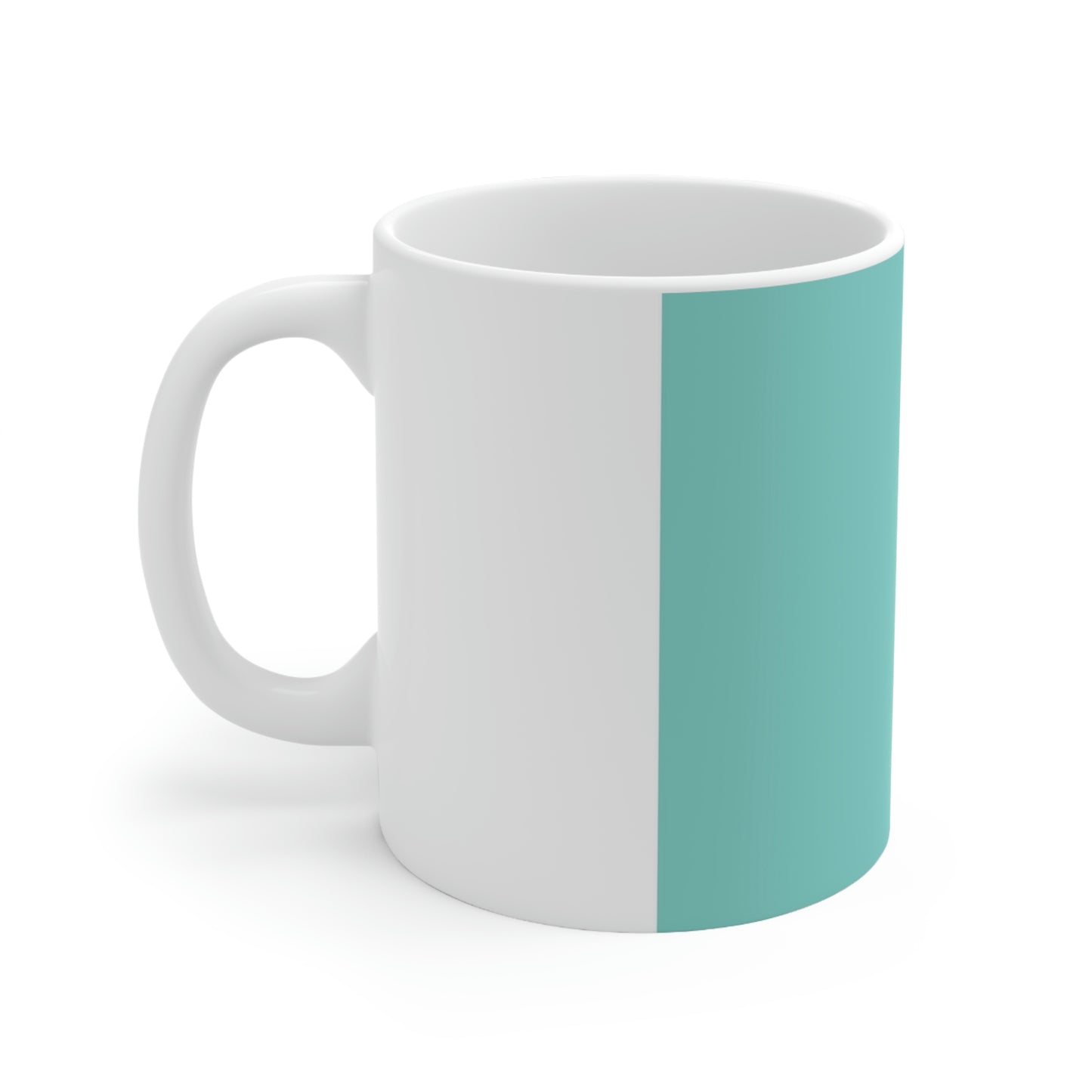 East West Color Block Mug - 11oz White Ceramic Mug - Breakfast at Tiffany Inspired Color Block