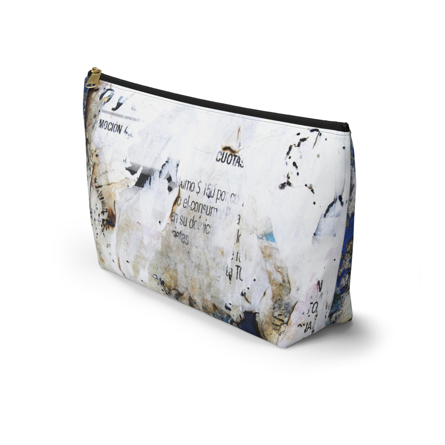 Urban Street Art Cosmetic Pouch w T-bottom, Accessory Pouch - Torn Poster Street Art Makeup Bag - Azule Bag 13