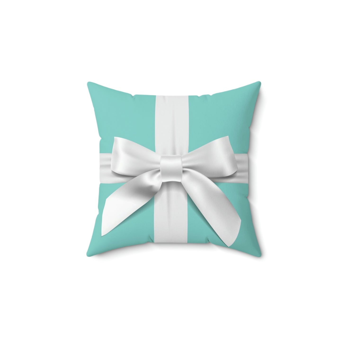 Personalized Little Blue Box Pillow - Blue Green with White Bow - Your Name & Co.