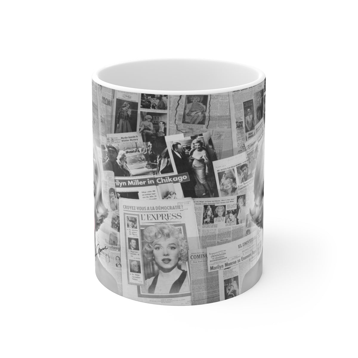 Marilyn Monroe Mug Mug 11oz - Marilyn Bubblegum Pink International News Bag