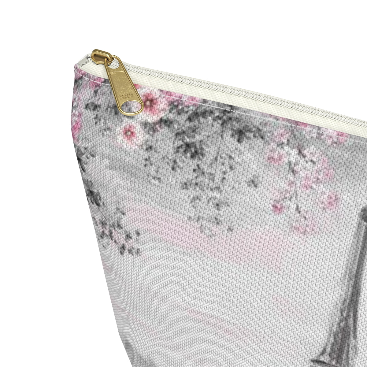 Eiffel Tower Cosmetic Pouch w T-bottom, Accessory Pouch, Pink Paris Rose