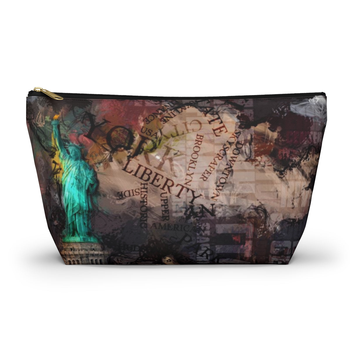 New York City Cosmetic Pouch w T-bottom, Accessory Pouch - NYC Liberty