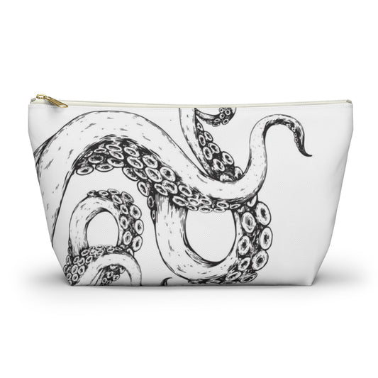 Octopus Tentacle Pouch w T-bottom, Accessory Pouch - Nautical White