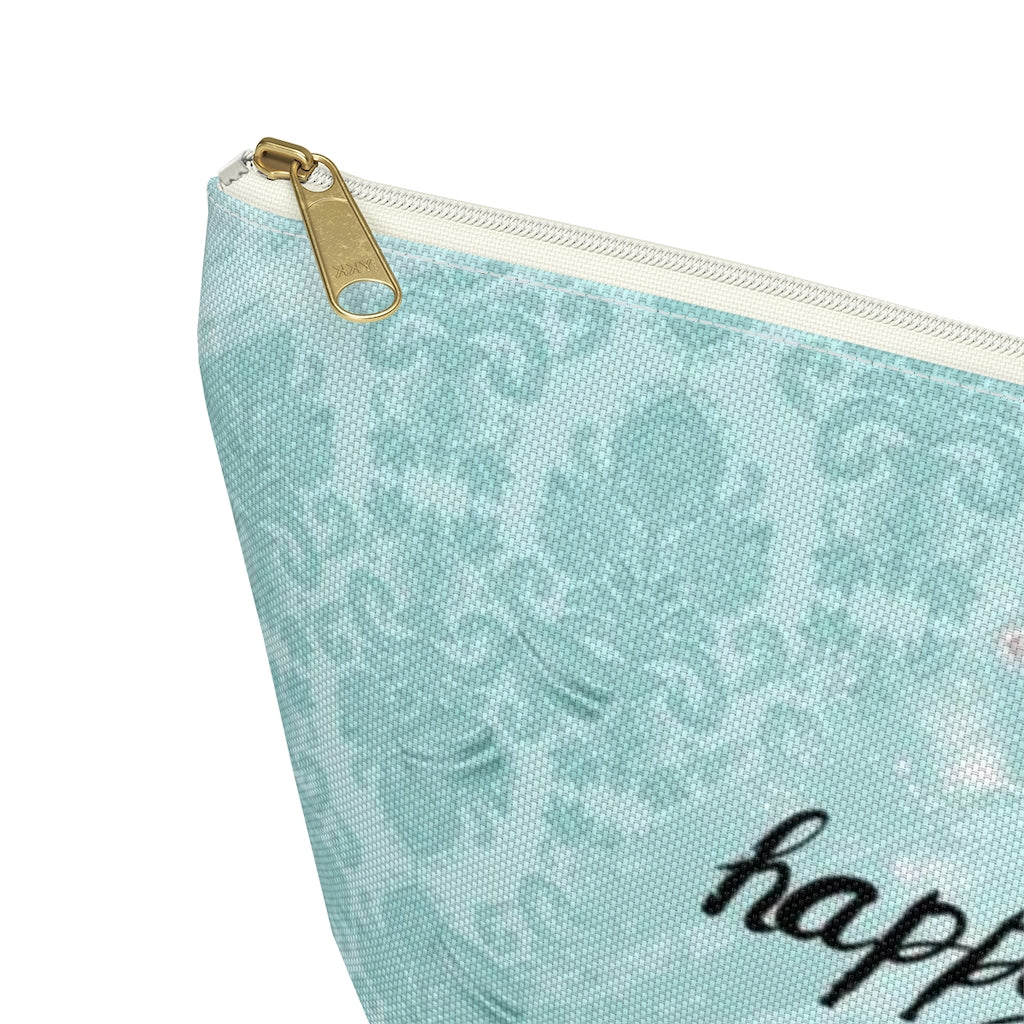 Happy Girls are the Prettiest Cosmetic Pouch w T-bottom, Accessory Pouch, Breakfast at Tiffany