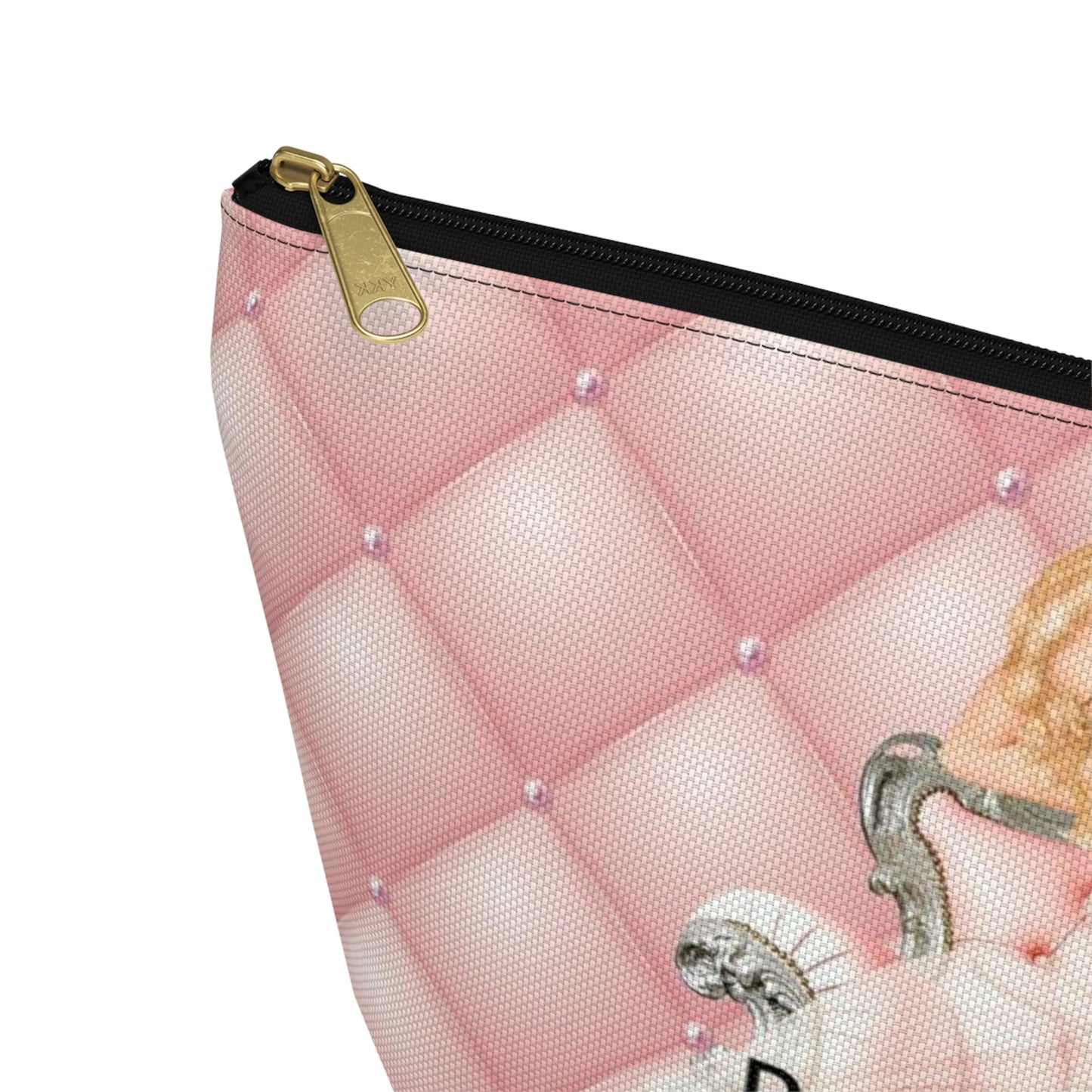 Pinup Girl Cosmetic Pouch w T-bottom, Accessory Pouch - Perfectly Imperfect Pink Peach