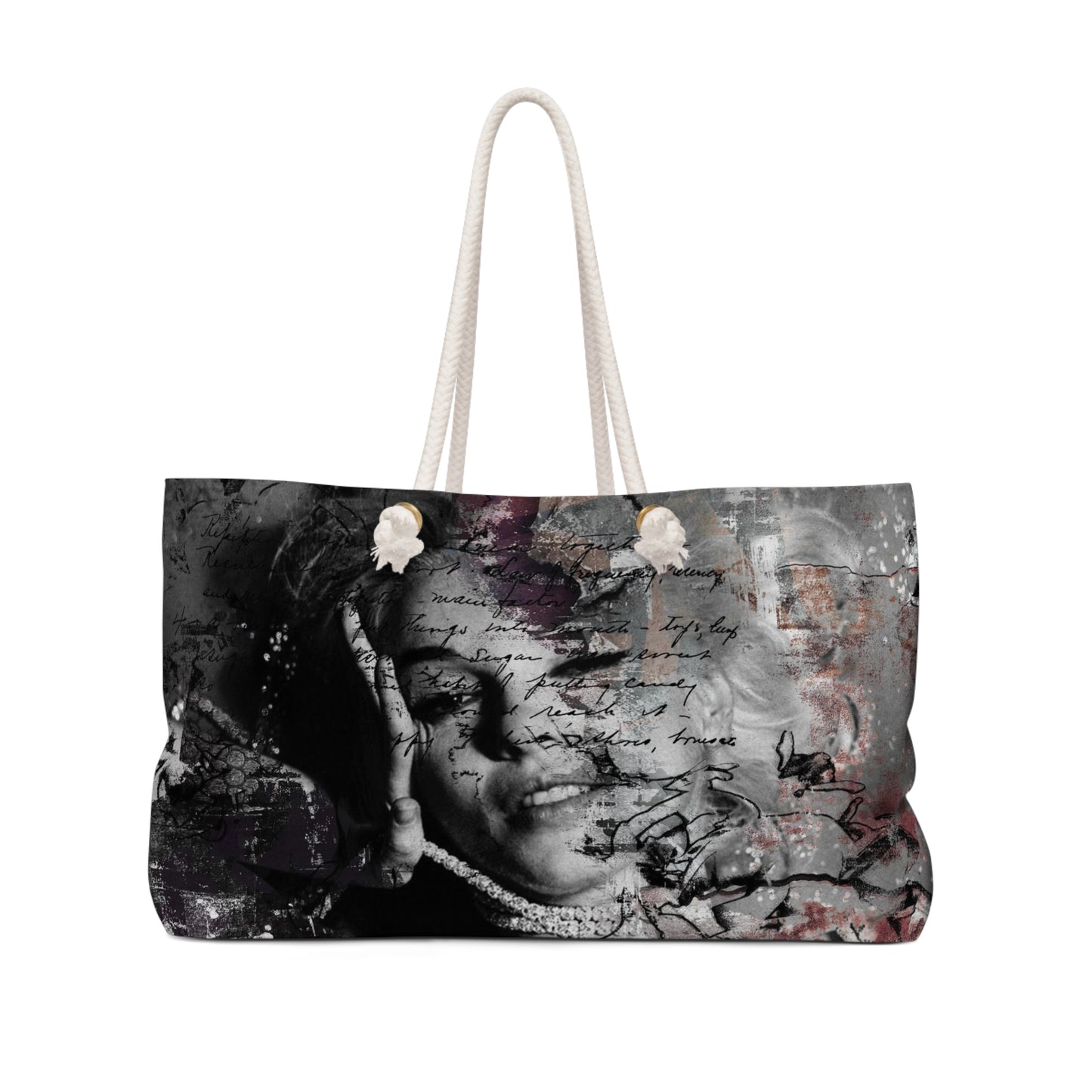 Lindsay Lohan Bag, Weekender Bag, Rope Tote - Lindsay Lohan as Marilyn Monroe Abstract Tote Bag