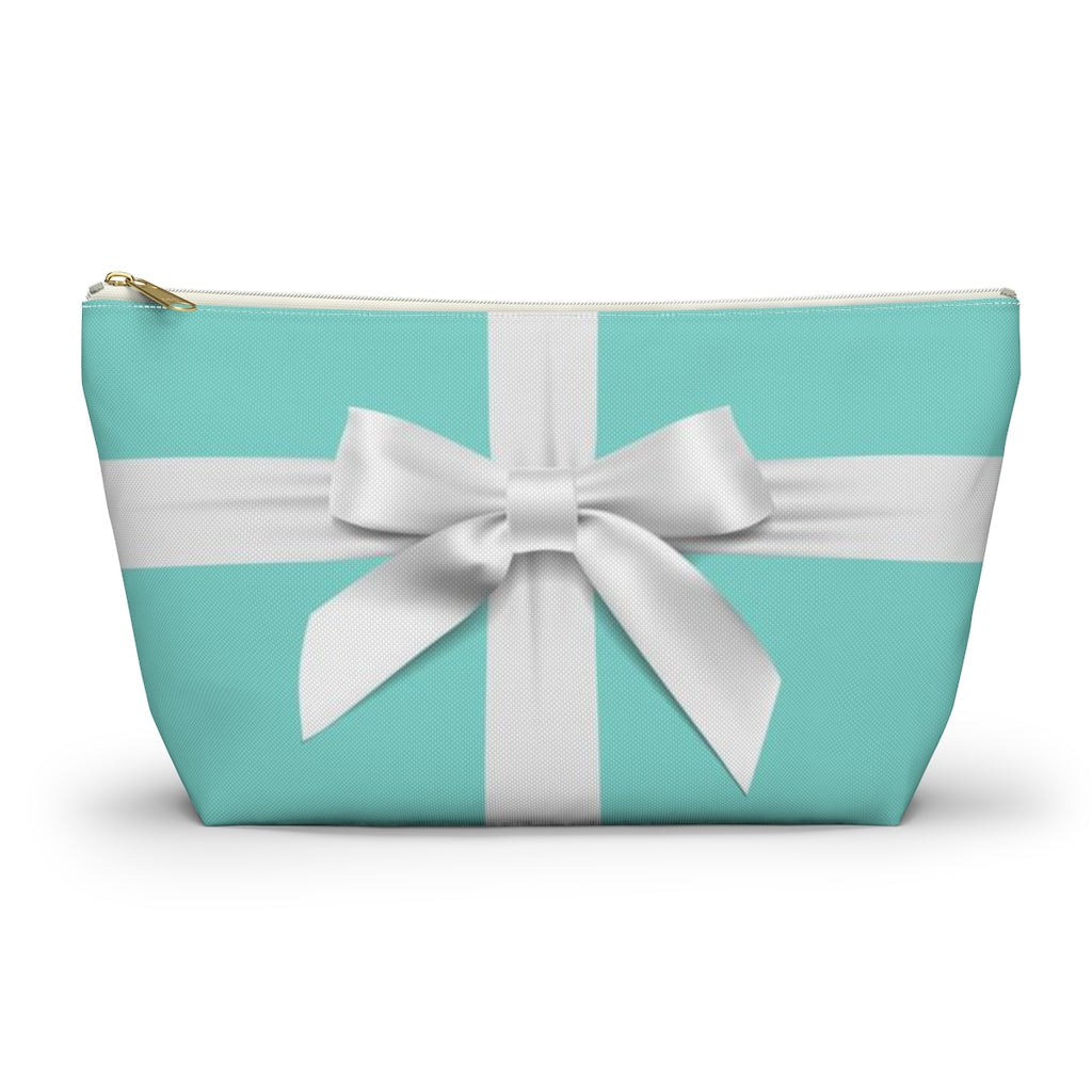 Little Blue Box Cosmetic Pouch w T-bottom, Accessory Pouch