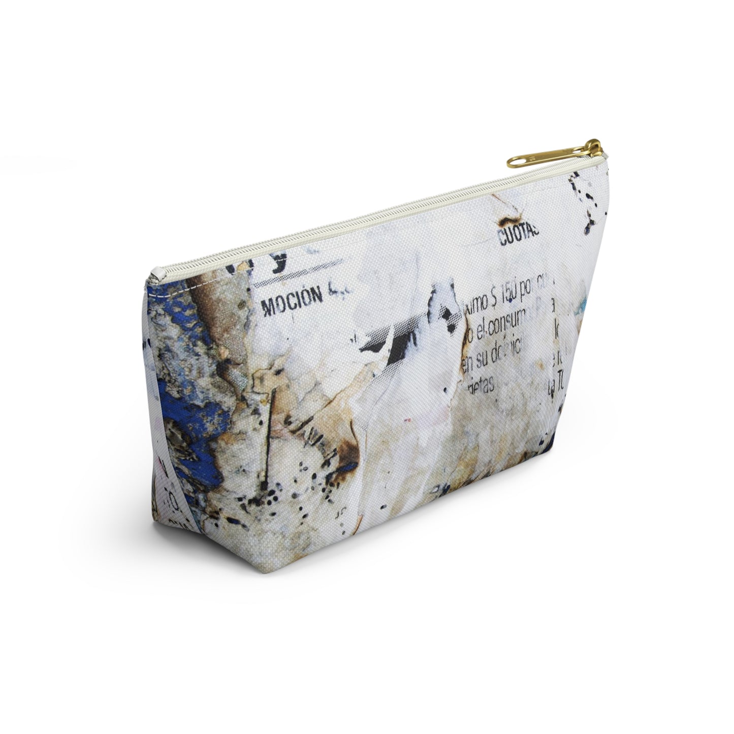 Urban Street Art Cosmetic Pouch w T-bottom, Accessory Pouch - Torn Poster Street Art Makeup Bag - Azule Bag 13