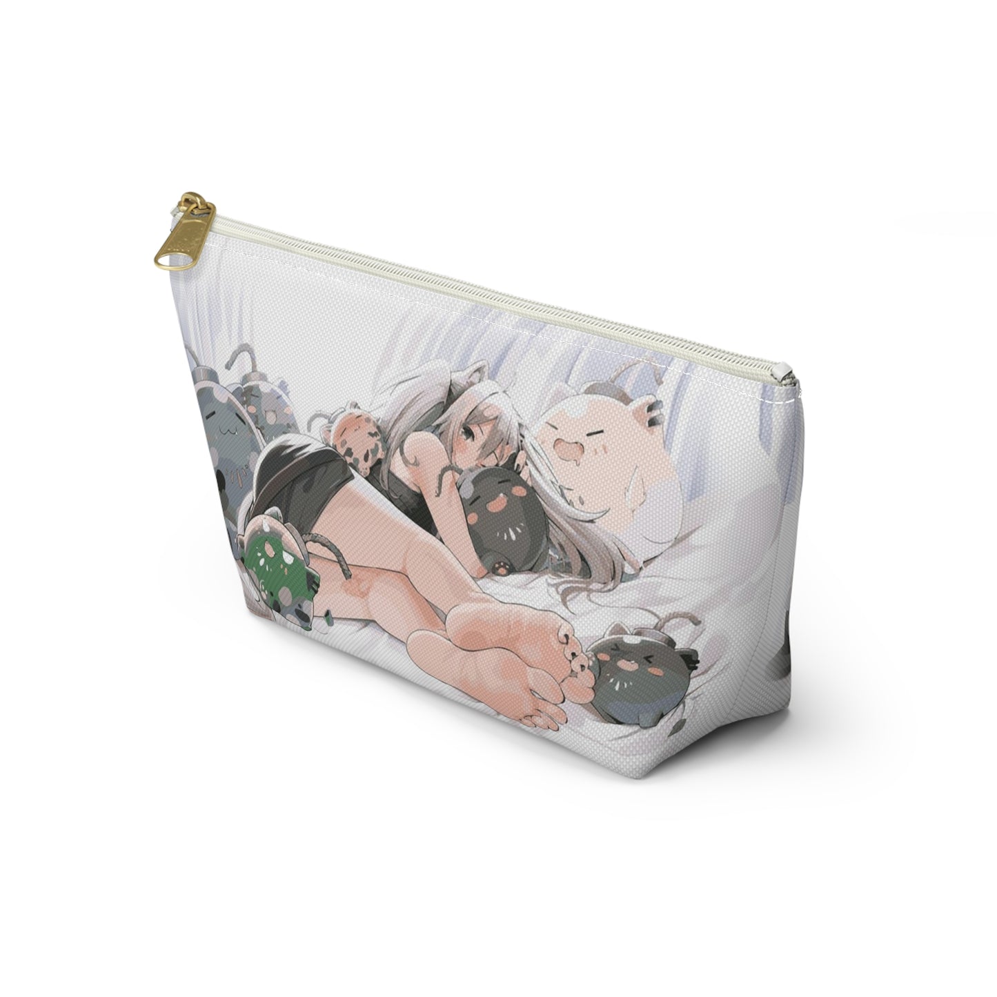 Anime Girl Cosmetic Pouch w T-bottom, Accessory Pouch, Anime Makeup Bag