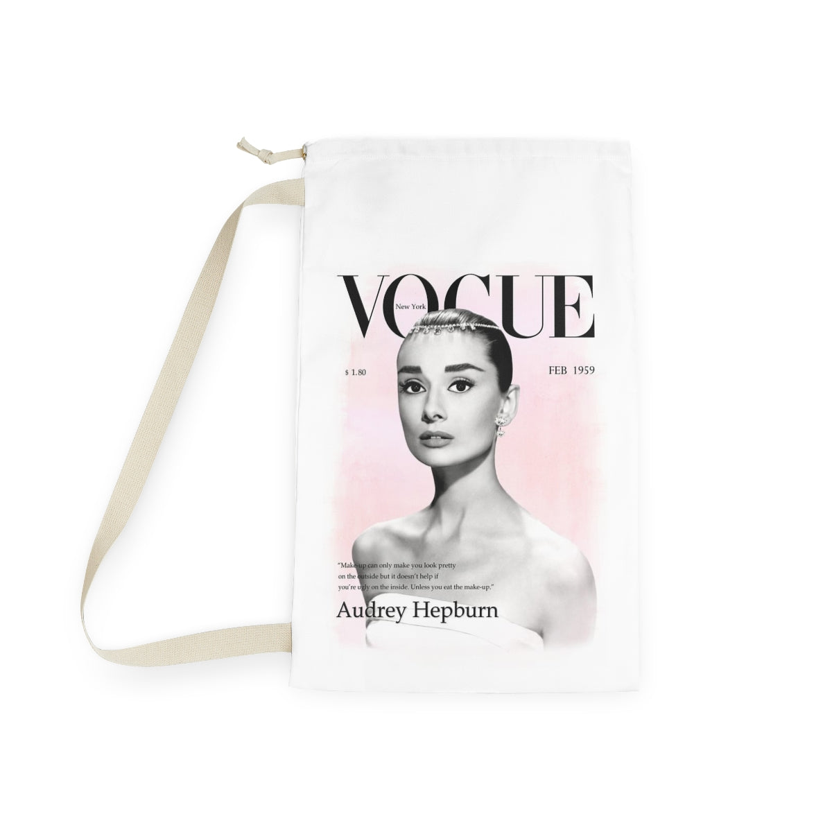 VOGUE Audrey Hepburn Sack, Laundry Sack, Santa Sack, Dust Bag, Gift Sack - Pink