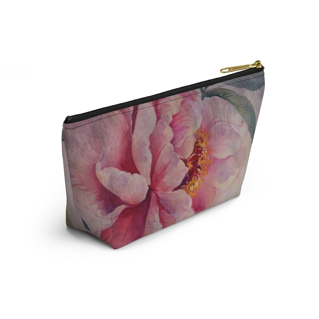 Rose Cosmetic Pouch w T-bottom, Accessory Pouch, Dusky Pink