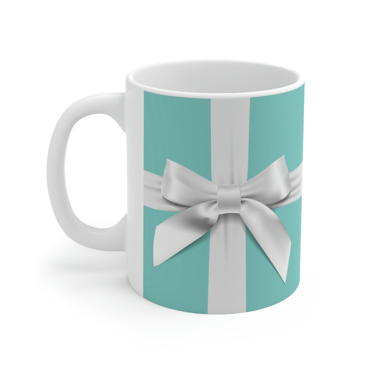 Personalized Little Blue Box Mug 11oz - Breakfast at Tiffany Mug - Robin Egg Blue Mug with White Bow - Name & Co.