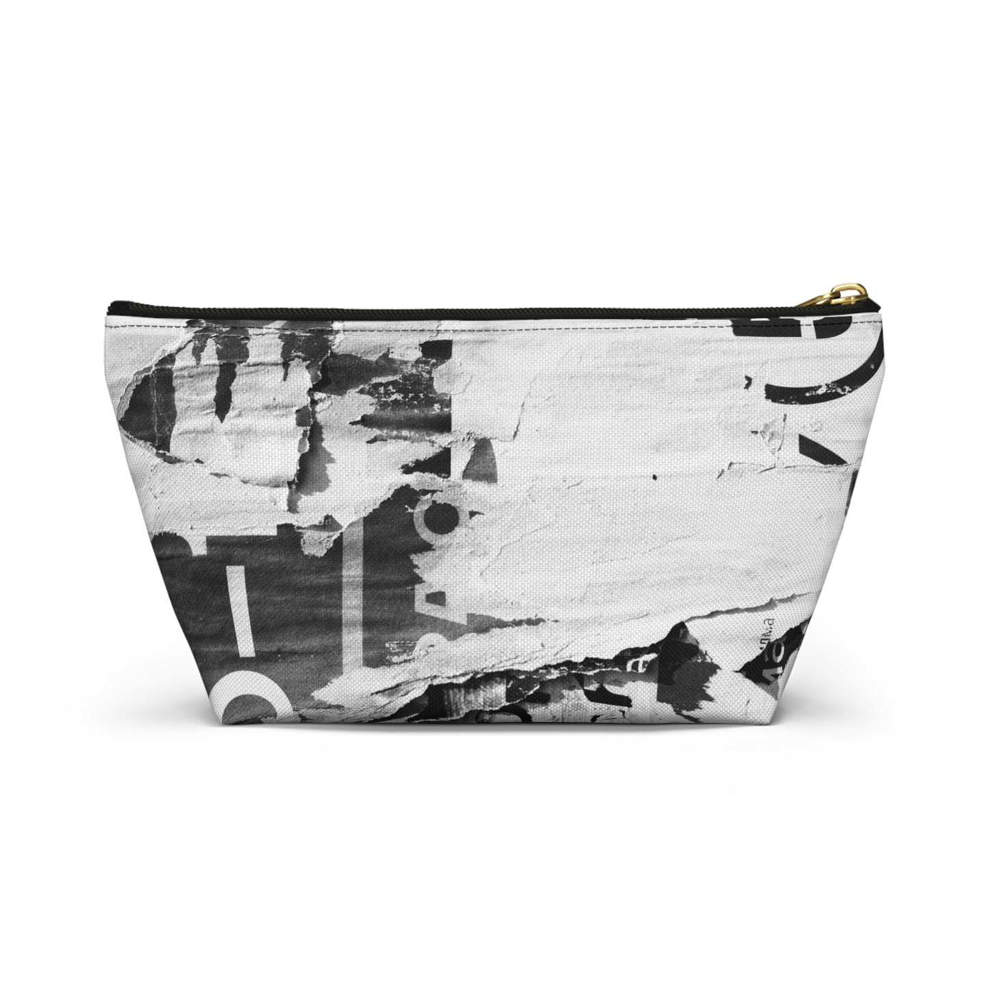 Urban Street Art Cosmetic Pouch w T-bottom, Accessory Pouch - Torn Poster Street Art Makeup Bag - Black and White Five Bag 22