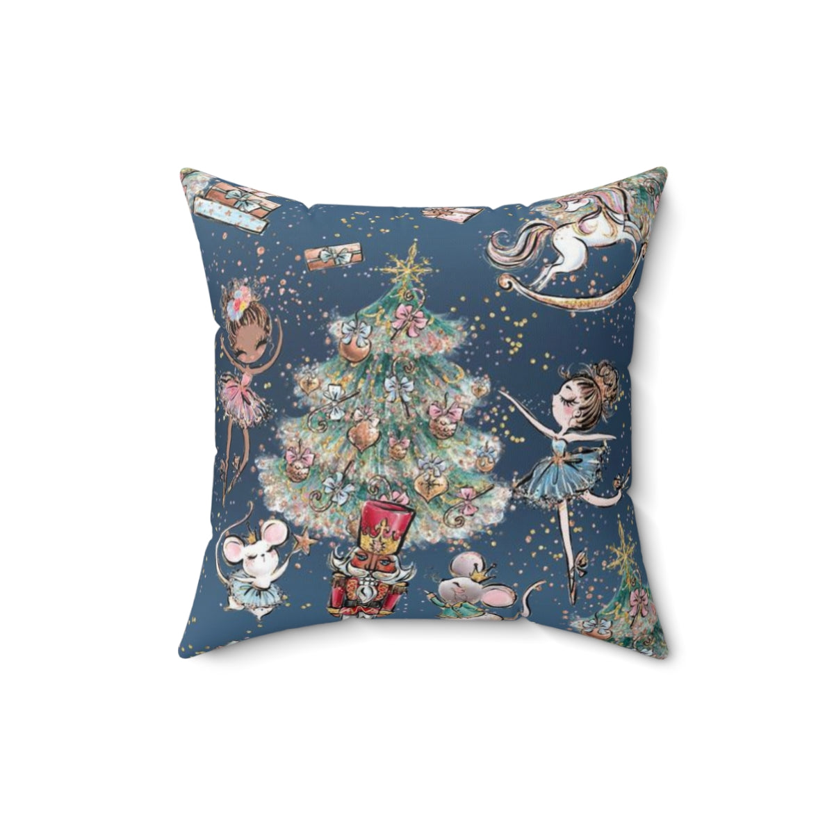 Nutcracker Ballet Pillow - Blue Nutcracker Ballet Christmas Tree Cushion