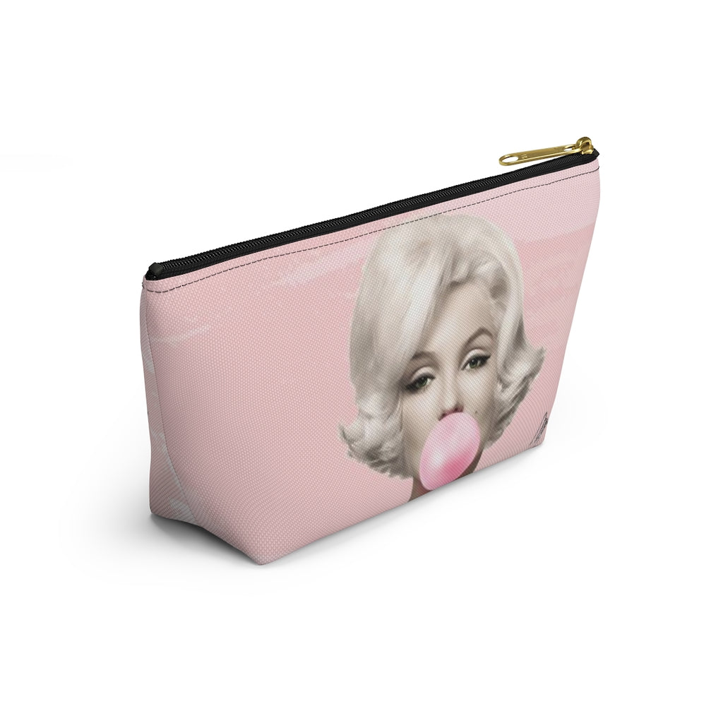 Marilyn Monroe Cosmetic Pouch w T-bottom, Accessory Pouch, Pink Signature