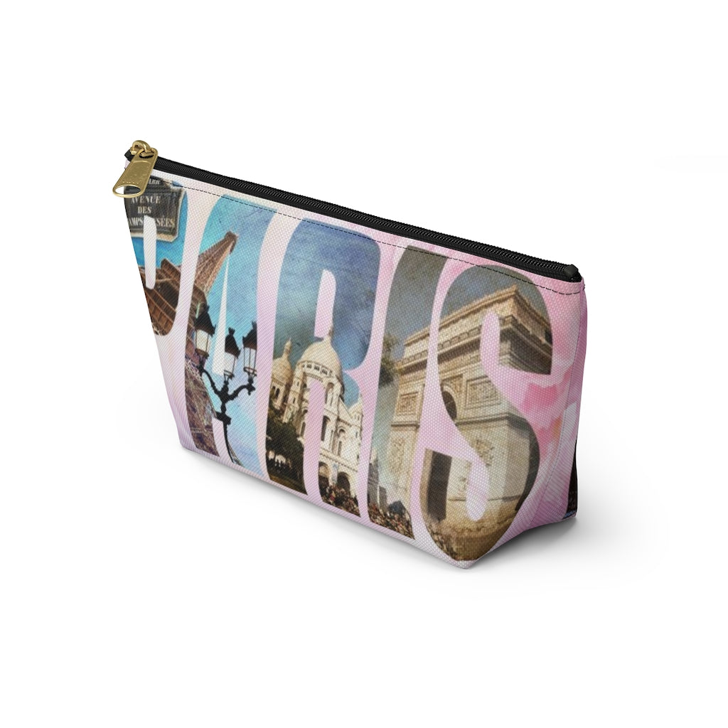 Paris Cosmetic Pouch w T-bottom, Accessory Pouch, Pink