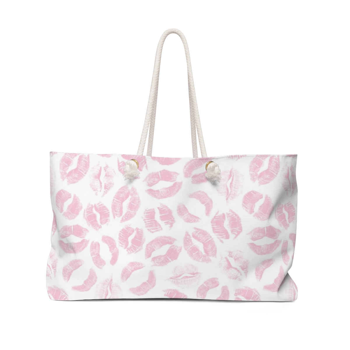 Lip Print Tote Bag, Weekender Bag - Pink Kiss