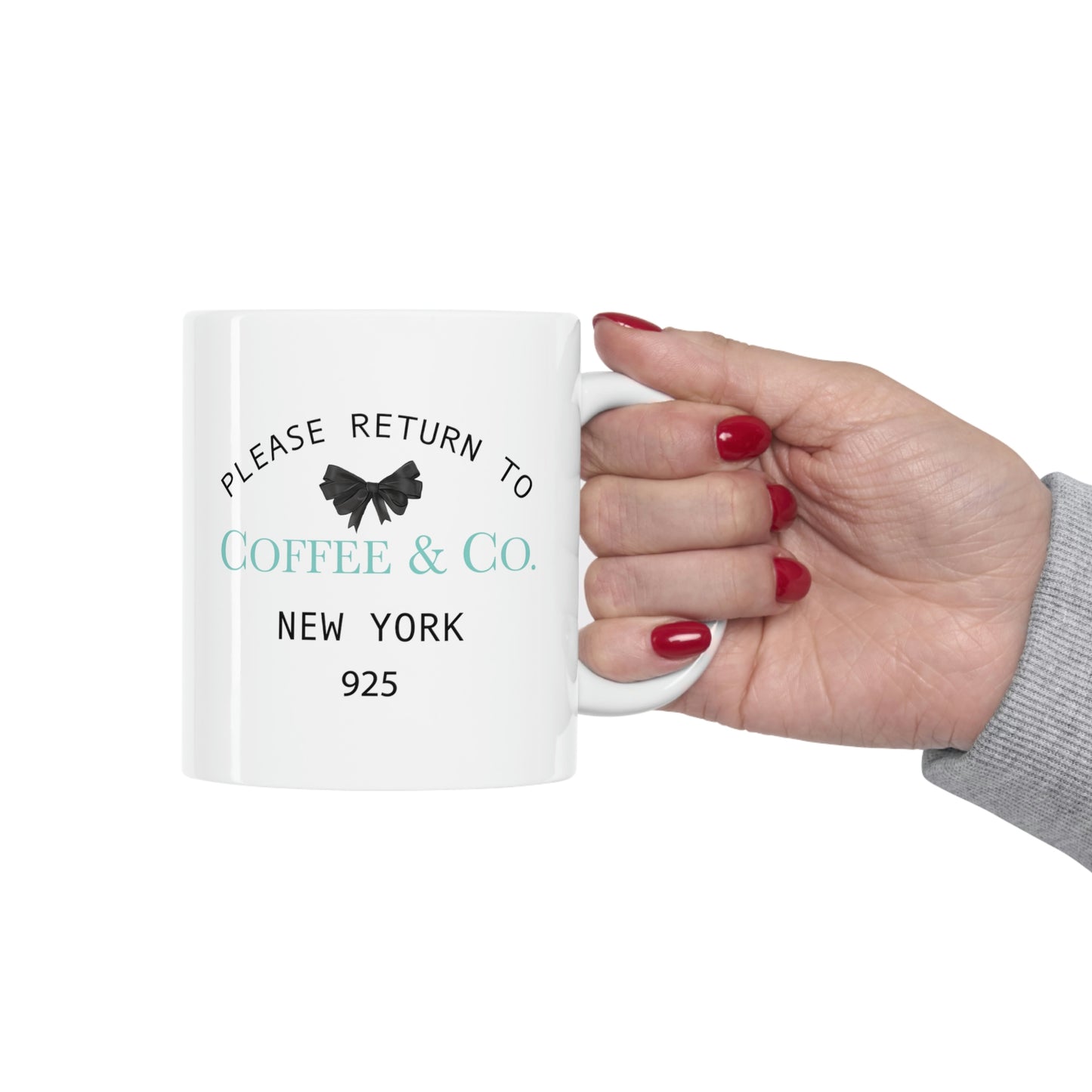 Please Return to Coffee & Co. Mug - 11oz White Ceramic Mug - Breakfast at Tiffany Inspired