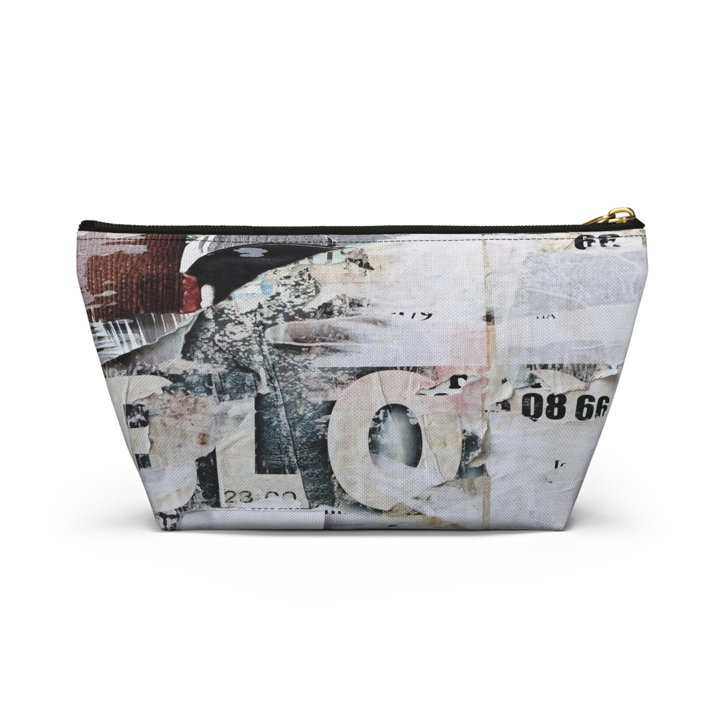 Urban Street Art Cosmetic Pouch w T-bottom, Accessory Pouch - Torn Poster Street Art Makeup Bag - BLO Bag 5