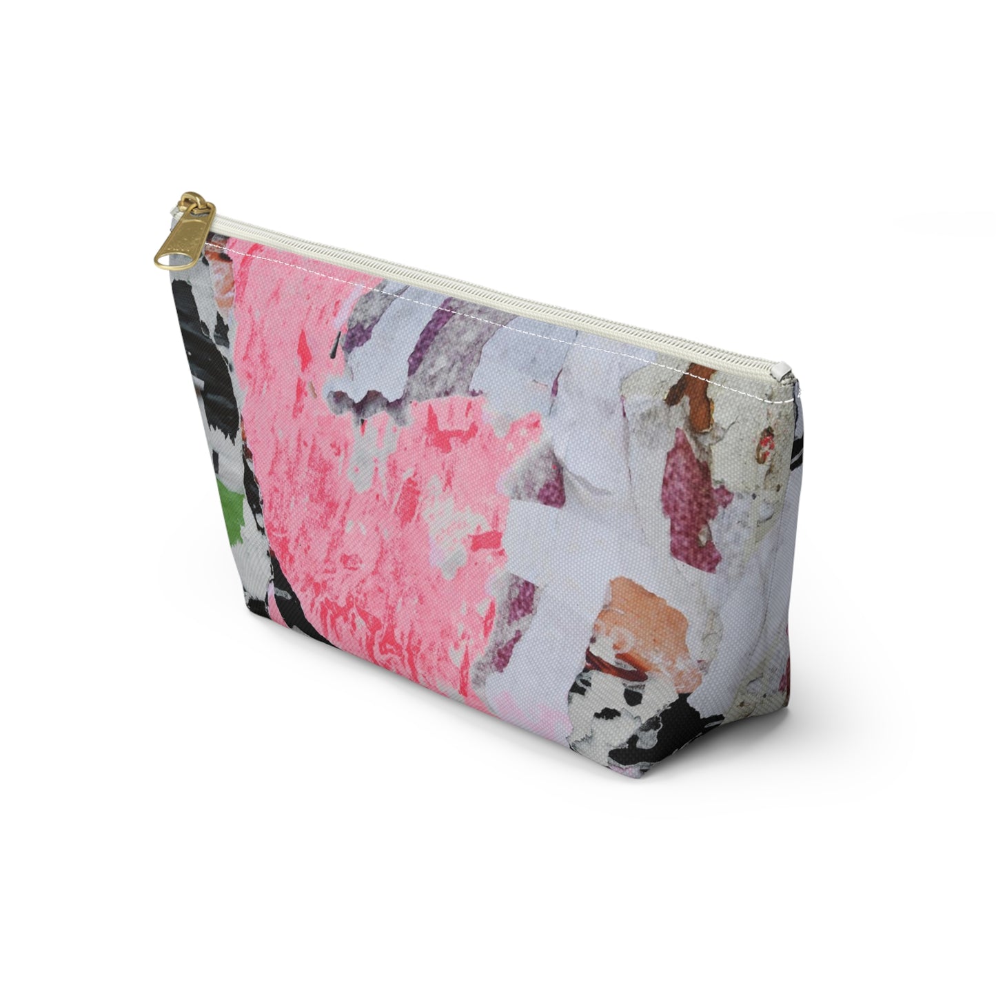 Urban Street Art Cosmetic Pouch w T-bottom, Accessory Pouch - Torn Poster Street Art Makeup Bag - Colormax Bag 6