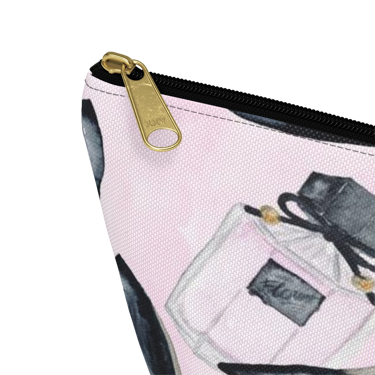 Pink Fashion Pouch w T-bottom, Accessory Pouch - Stilettos and Perfume