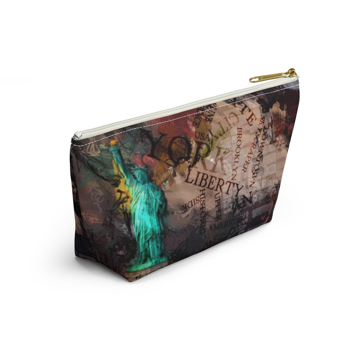 New York City Cosmetic Pouch w T-bottom, Accessory Pouch - NYC Liberty