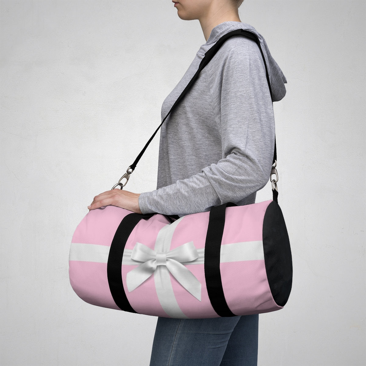 Personalized Little Pink Box Duffel Bag - White Bow