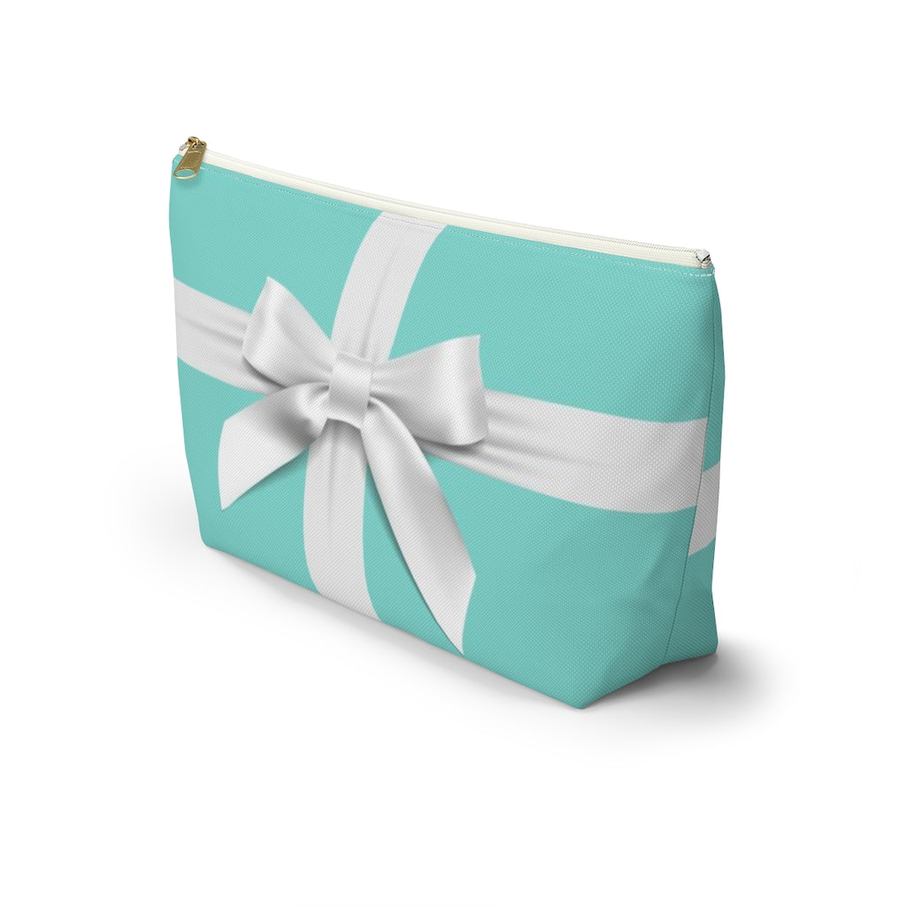 Little Blue Box Cosmetic Pouch w T-bottom, Accessory Pouch