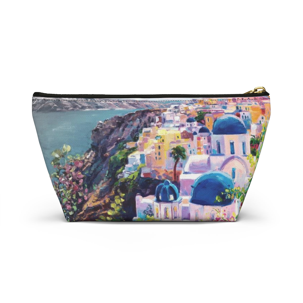 Santorini Pouch w T-bottom, Accessory Pouch - Santorini Greece