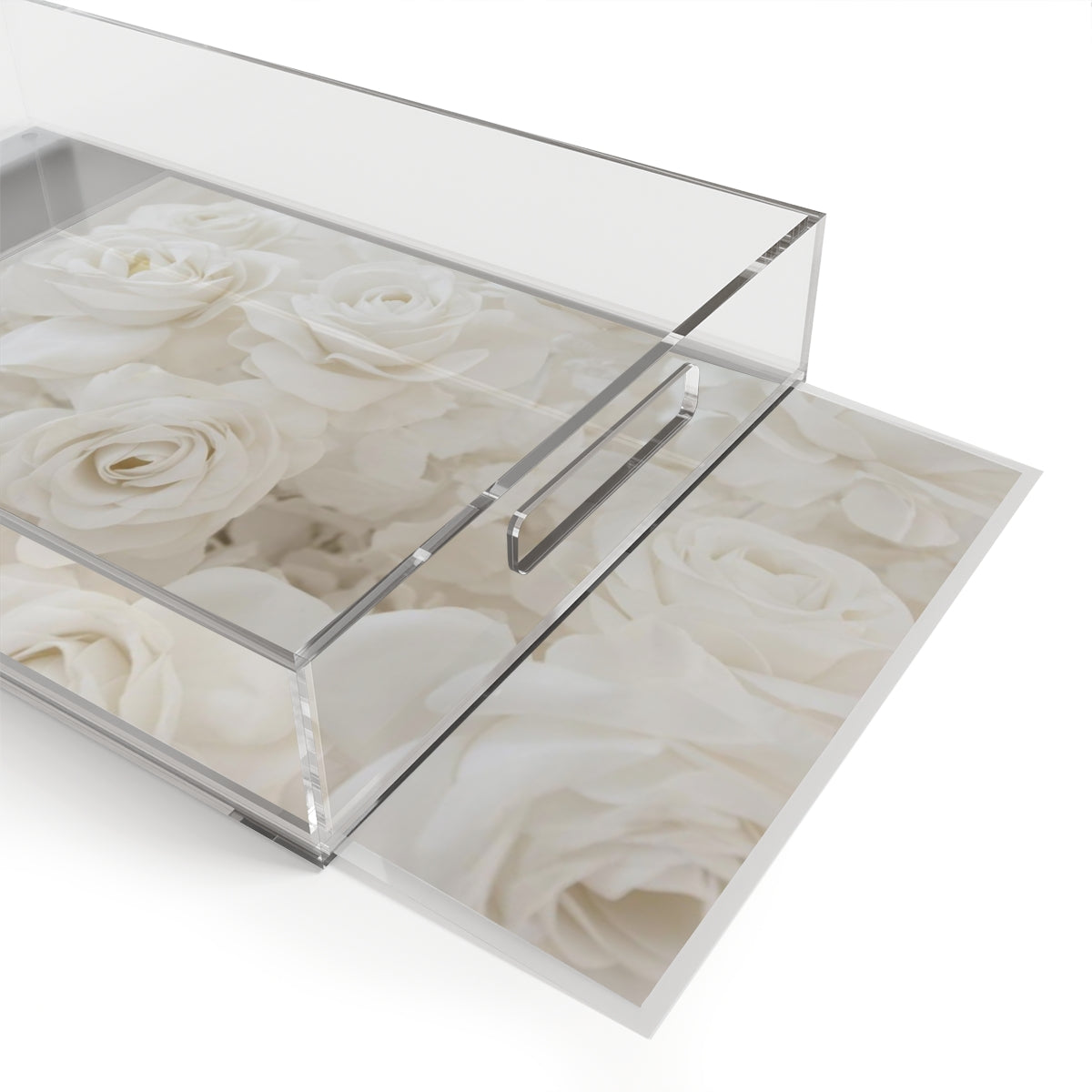 Personalized Cream Rose Acrylic Serving Tray, Leopard Print and Off White Roses