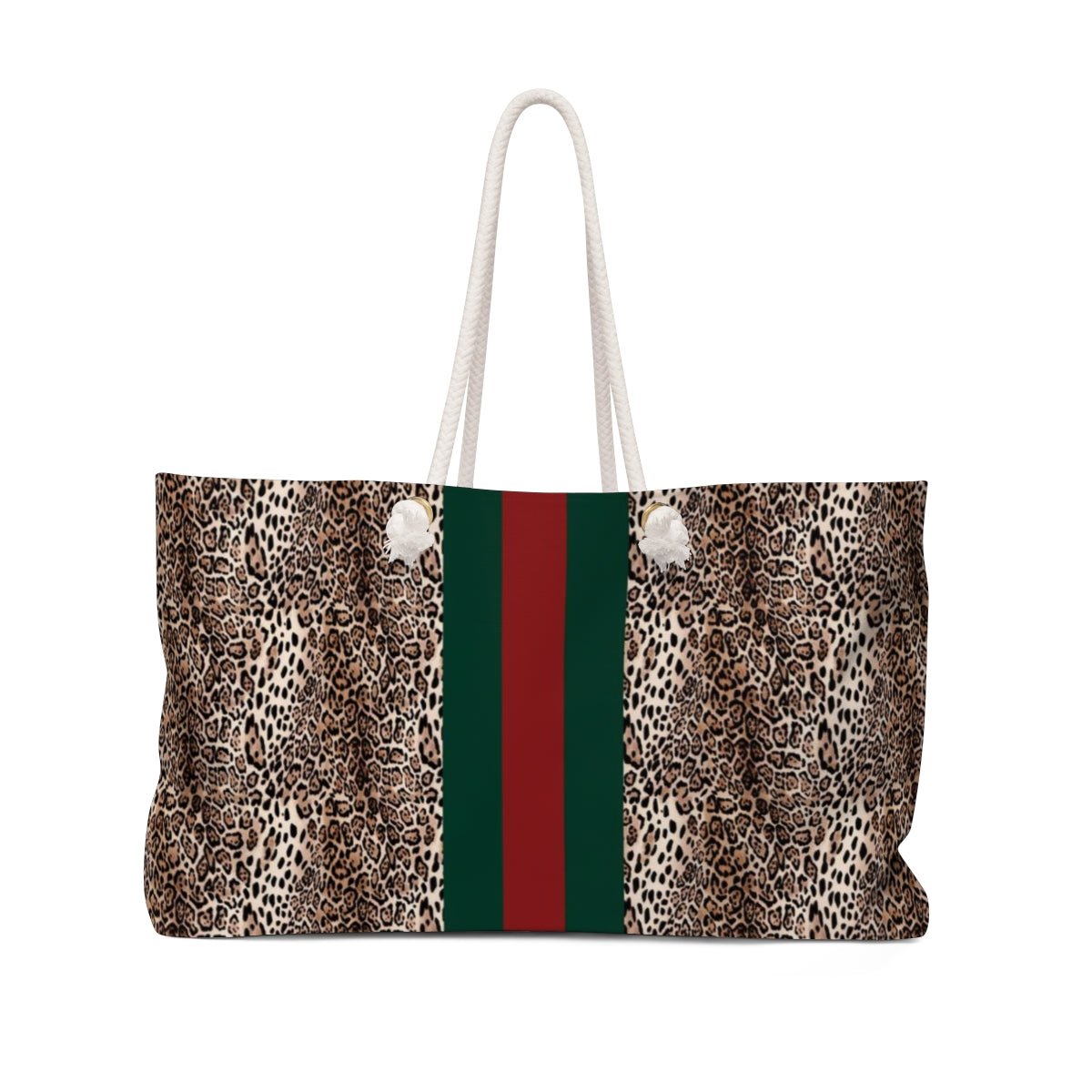 Leopard Green and Red Stripe Fashion Inspired Weekender Bag