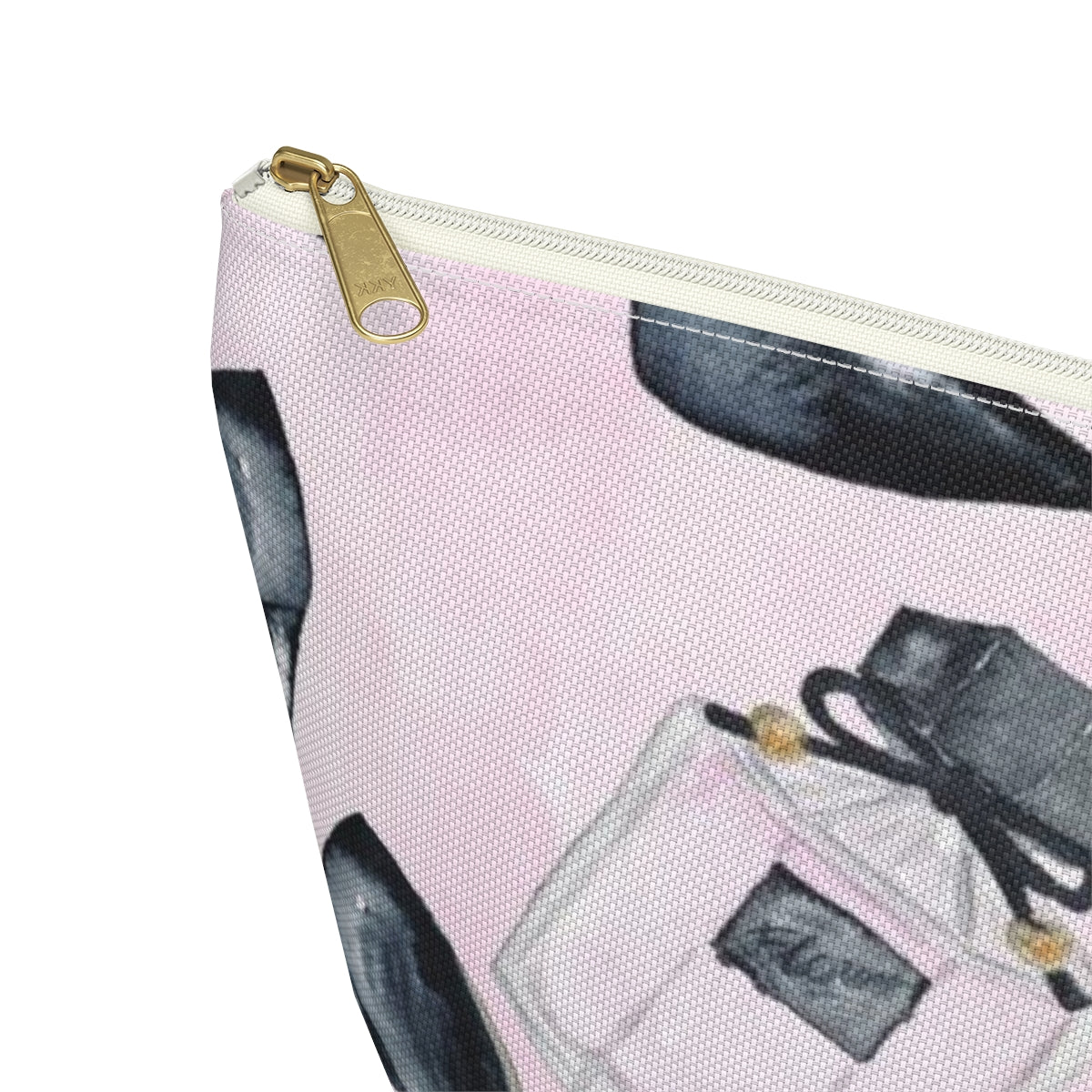 Pink Fashion Pouch w T-bottom, Accessory Pouch - Stilettos and Perfume