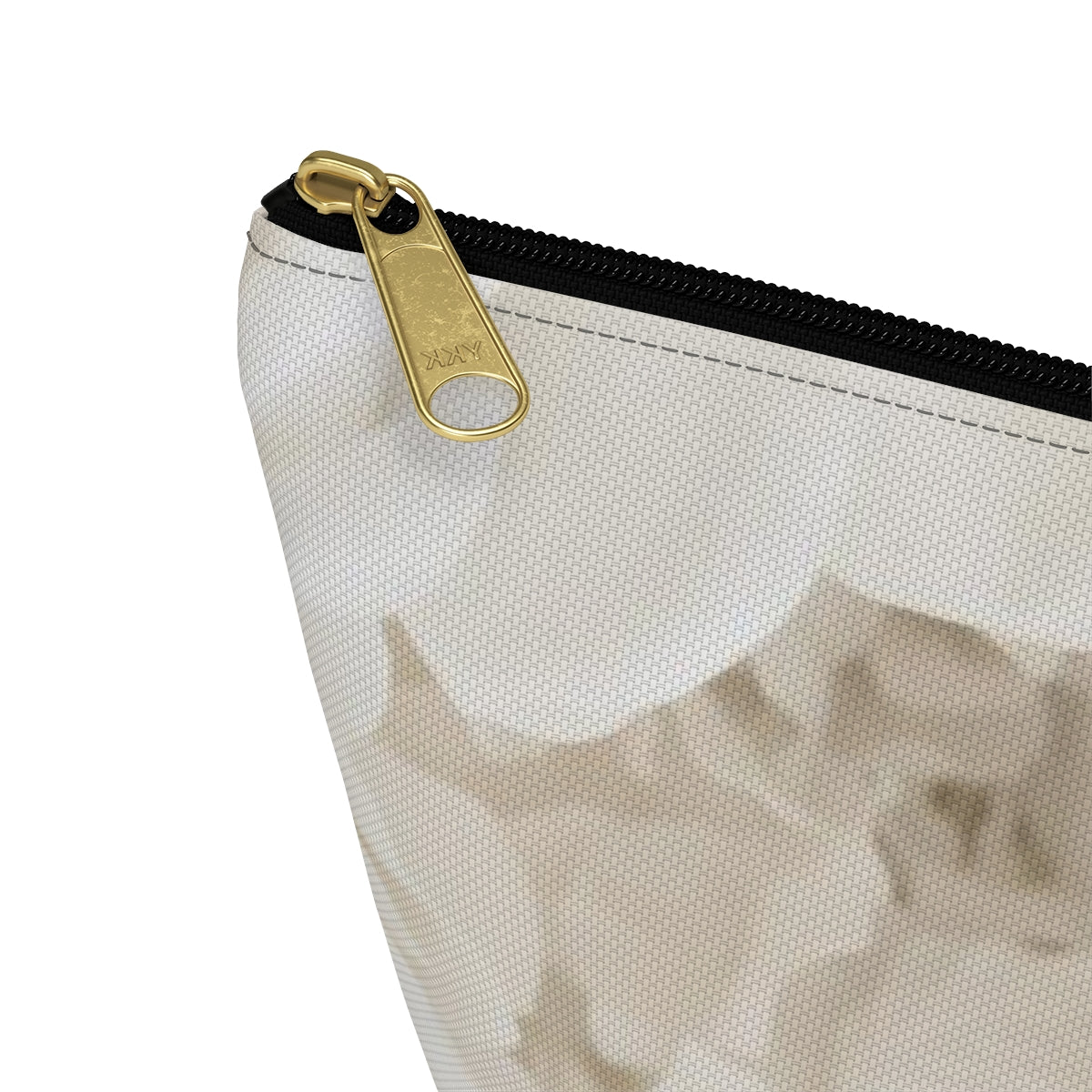 Personalized Cream Rose Cosmetic Pouch w T-bottom, Accessory Pouch - Off White Rose Leopard Print