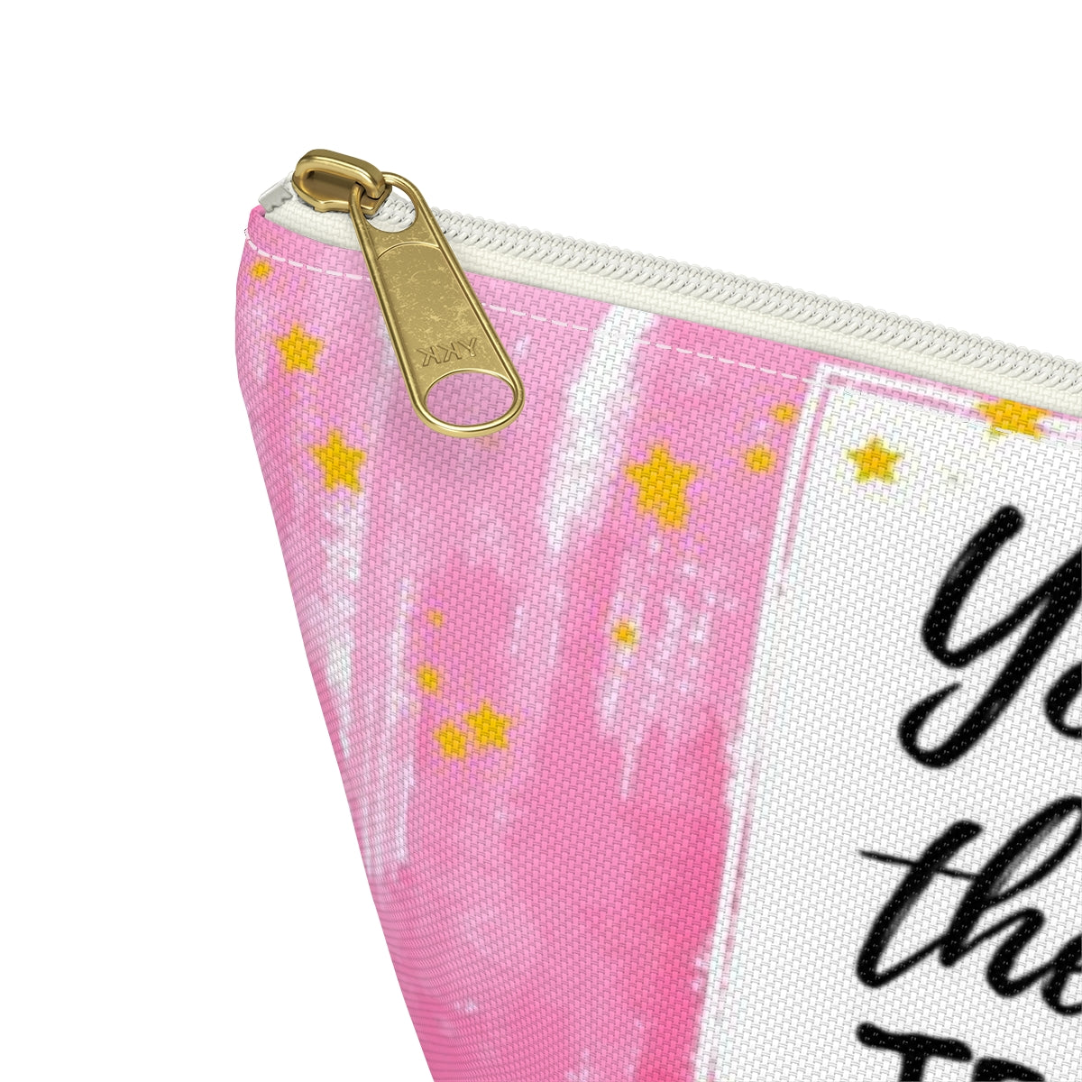 You are the Best Teacher Cosmetic Pouch w T-bottom, Accessory Pouch, Pink with Gold Stars