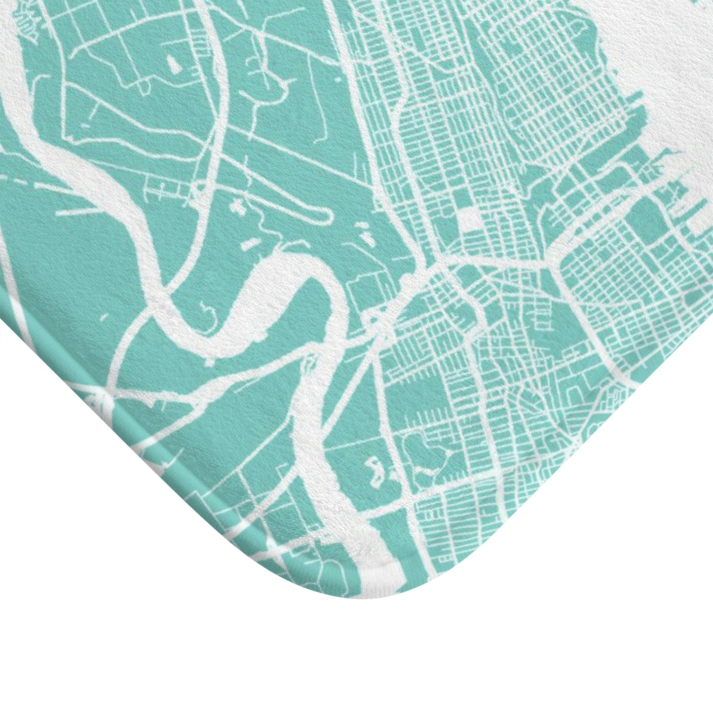 New York City Map Bath Mat - Robin Egg Blue New York Floor Mat - Breakfast at Tiffany Inspired Personalized Bathroom Shower Mat