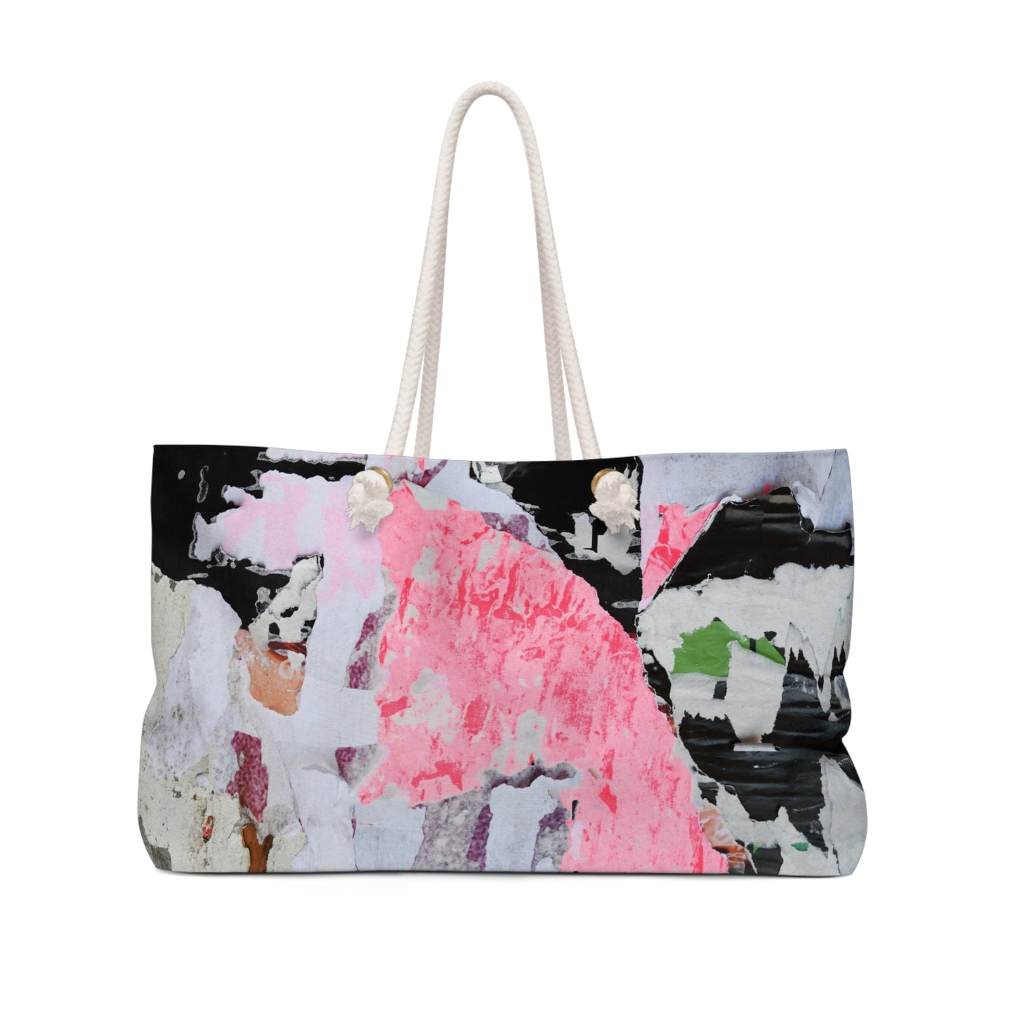 Urban Street Art Bag, Weekender Bag, Rope Tote - Torn Poster Street Art Tote - Colormax Bag 6