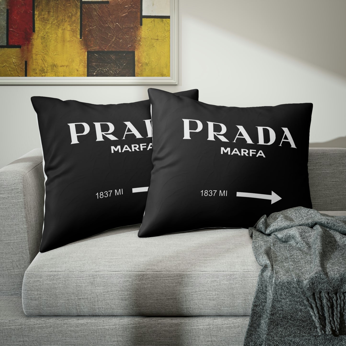 Gossip Girl 1837 MILES to MARFA Black Pillow Sham - Custom Designed Pillow Sham - Personalized Pillow Sham - Bed Pillow Covers