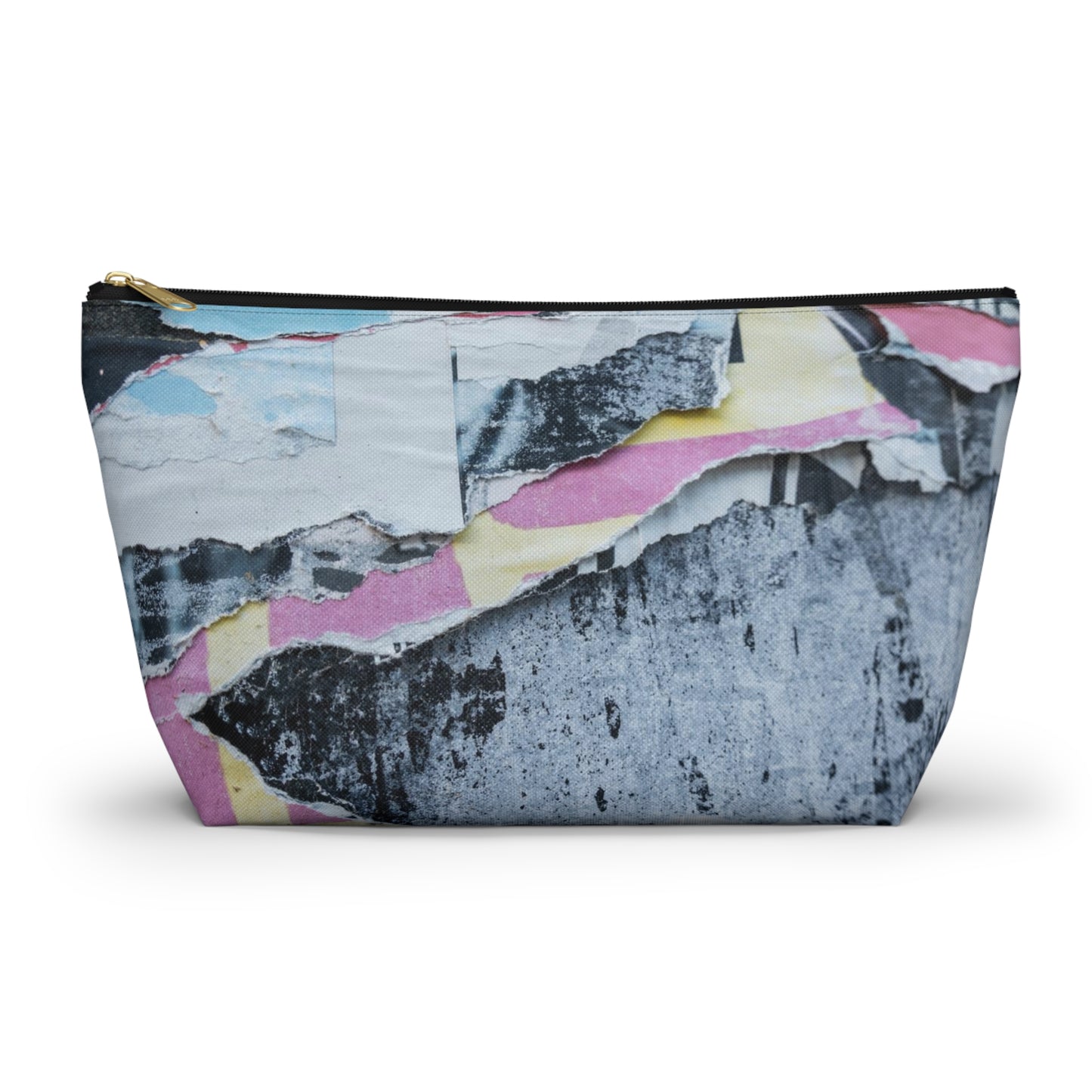 Urban Street Art Cosmetic Pouch w T-bottom, Accessory Pouch - Torn Poster Street Art Makeup Bag - Punk Rock Bag 12