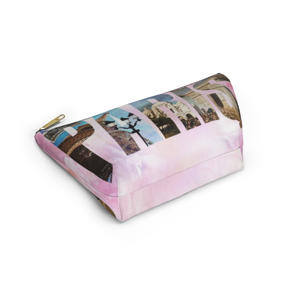 Paris Cosmetic Pouch w T-bottom, Accessory Pouch, Pink