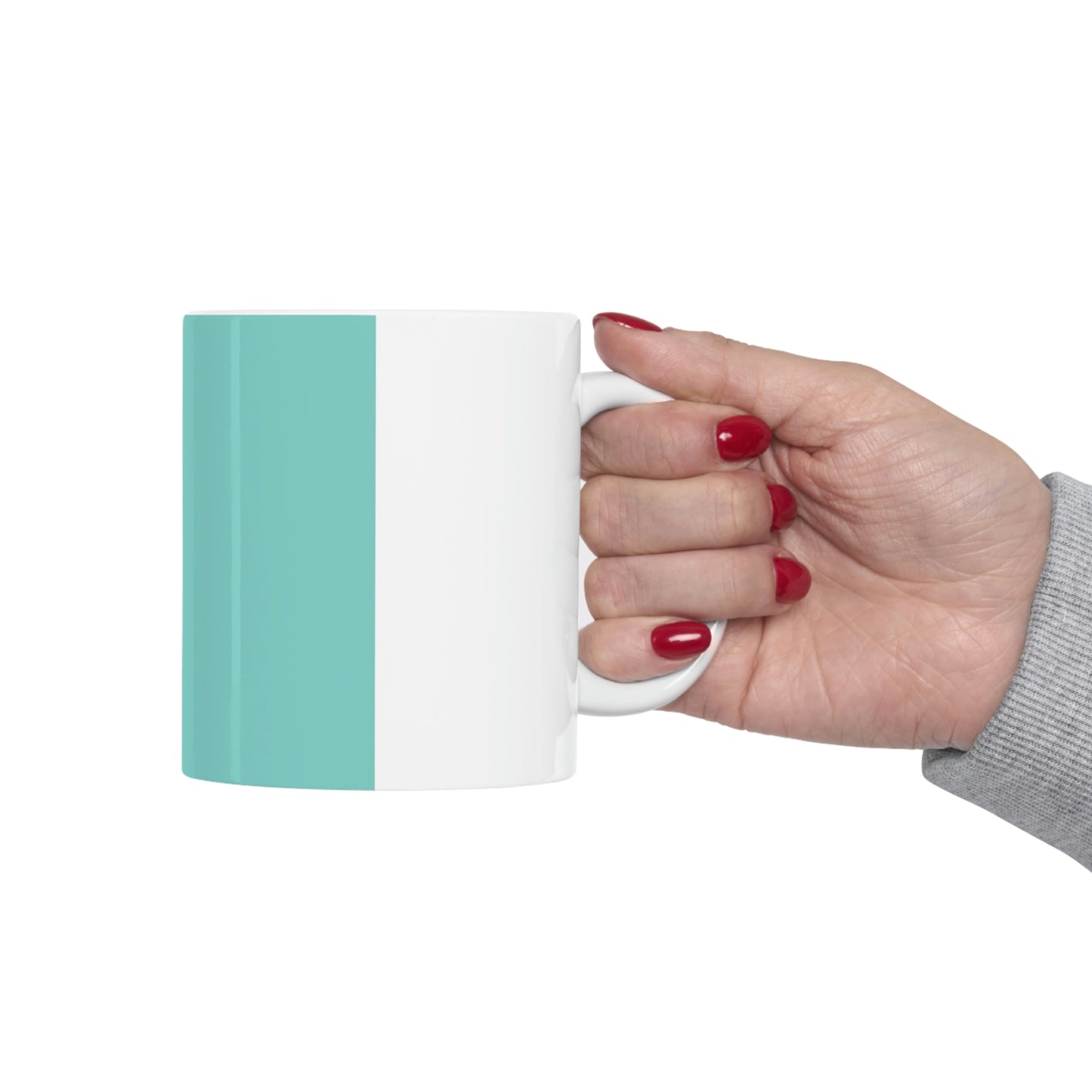 East West Color Block Mug - 11oz White Ceramic Mug - Breakfast at Tiffany Inspired Color Block