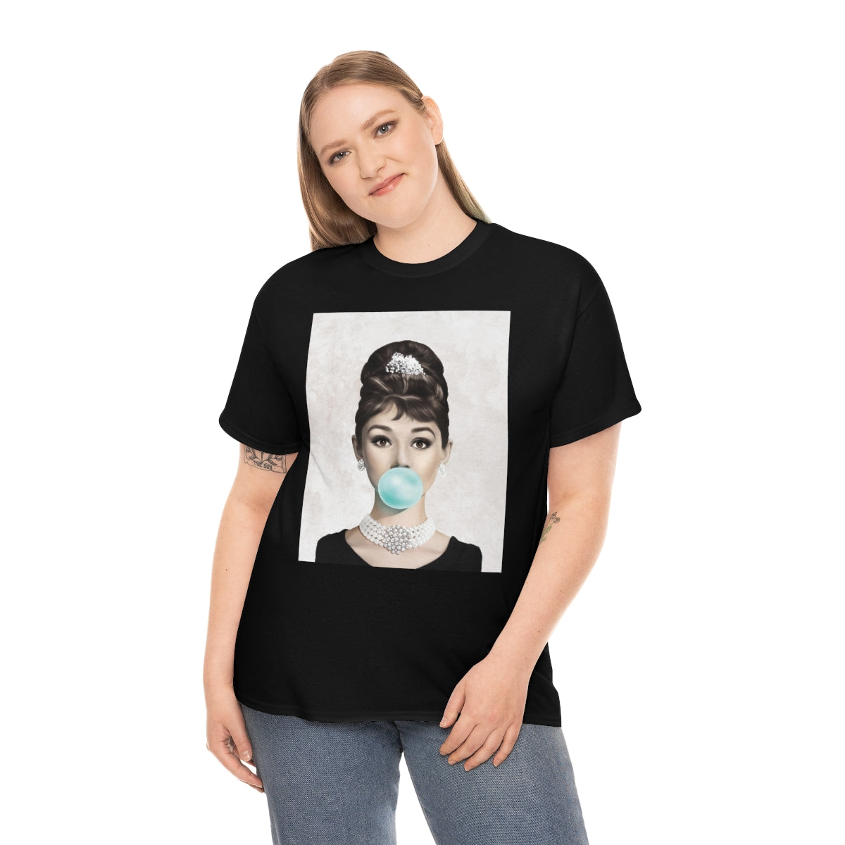 Black Audrey Hepburn Bubblegum Breakfast at Tiffany Tee Shirt