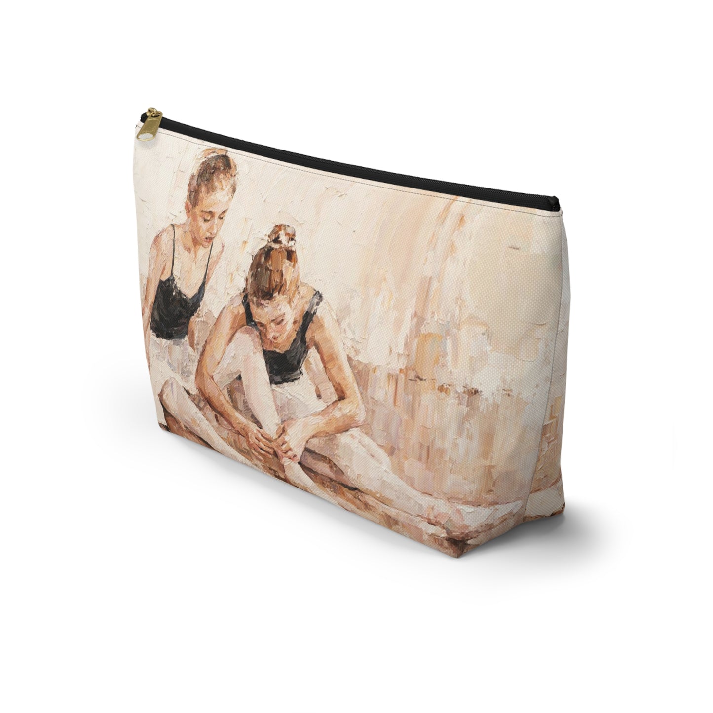 Ballet Cosmetic Pouch w T-bottom, Accessory Pouch - Ballerina Sisters Oil Painting